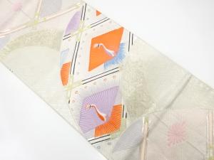 アンティーク　孔雀に菊・若松模様織り出し袋帯（材料）